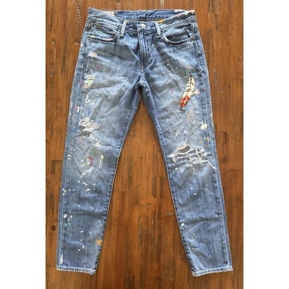 Polo Ralph Lauren Astor Slim Boyfriend Jeans Paint Splatter Feather W27 27x28